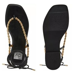 New DV by Dolce Vita Black and Gold Chain Gladiator Sandals